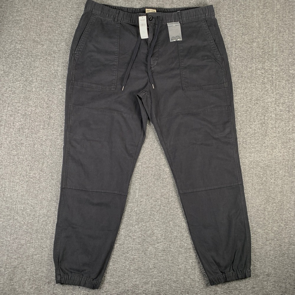 Todd Snyder Jogger Pants Men 2XL Black Faded Pull On Drawstring Wide Relaxed NEW